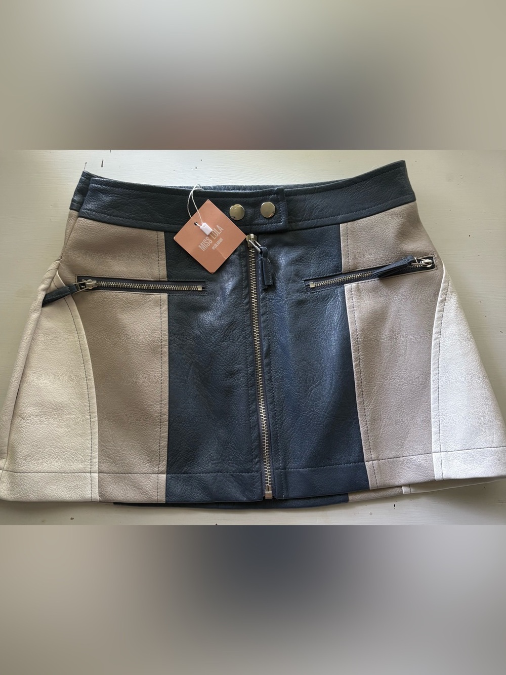 Miss Lola Colorblock Faux Leather Mini Skirt
